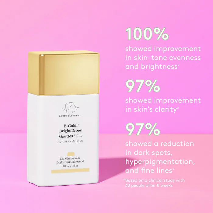 B Goldiâ¢ Illuminating Drops with Niacinamide by Drunk Elephant - Brightening Serum for Glowing Skin, Day & Night Skincare Routine