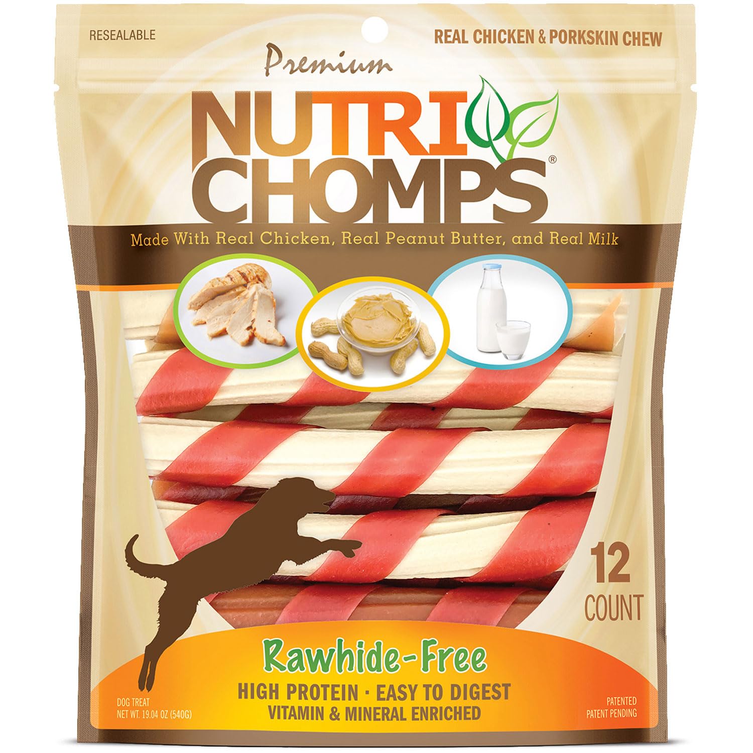 NutriChomps Dog Chews – 6-inch Rawhide-Free Twists, Easy Digestible Dog Treats with Real Chicken, Peanut Butter & Milk Flavors, Healthy Snacks for Dogs (12 Count) | Perfect for Training Rewards, Dental Health & Anxious Chewing