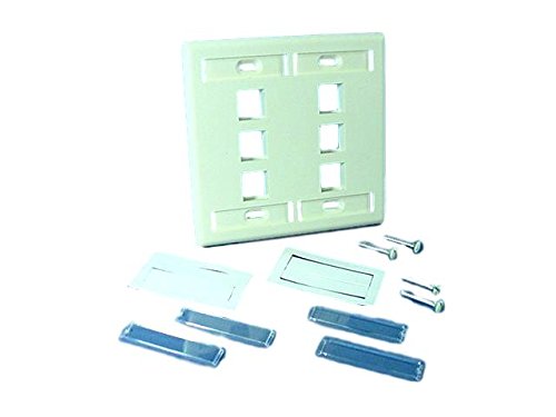 Leviton 42080-6AP 6-Port 2-Gang QuickPort Wallplate with ID Windows, Almond - Ideal for Home and Office Network Setups