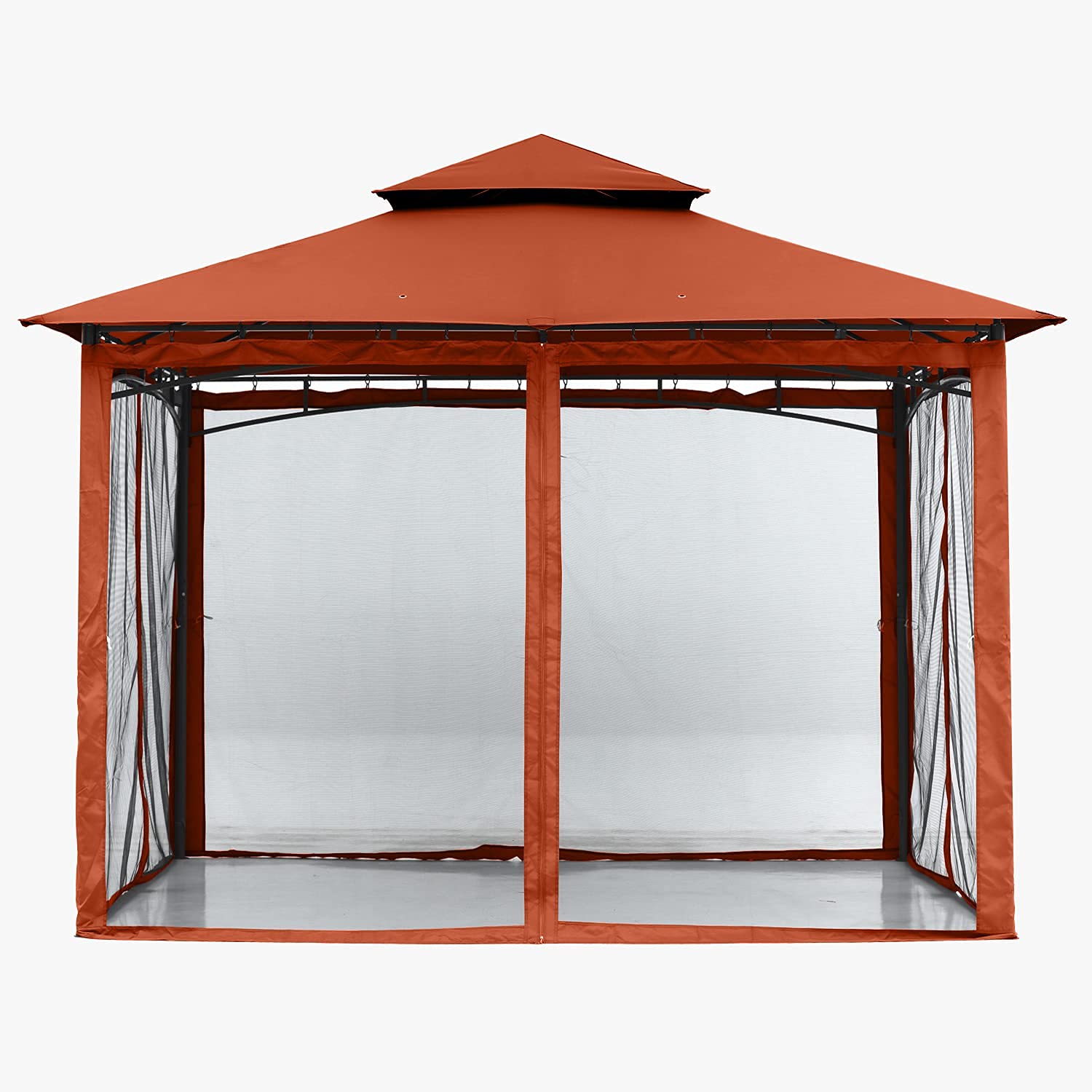 10x12 ABCCANOPY Steel Frame Gazebo with Mosquito Netting - Rust Red Outdoor Canopy for Patio, Backyard, Garden & Deck | Perfect for BBQs, Parties & Relaxing in Shade
