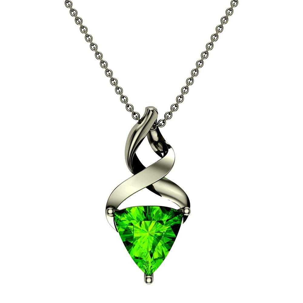 14K/18K White Gold Peridot Pendant Necklace for Women & Girls - Elegant Designer Jewelry Gift for Birthday, Anniversary & Special Occasions | Perfect for Everyday Wear & Formal Events