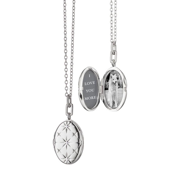 Elegant Oval Mosaic Locket Necklace with Genuine Sapphires - Perfect for Weddings, Anniversaries & Special Occasions