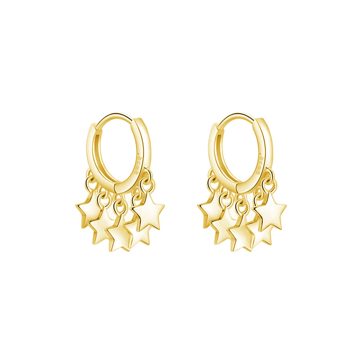 SLUYNZ 925 Sterling Silver Small Hoop Earrings for Women & Girls - Shiny Star Huggie Earrings for Helix Piercing | Perfect for Everyday Wear, Gifts & Special Occasions