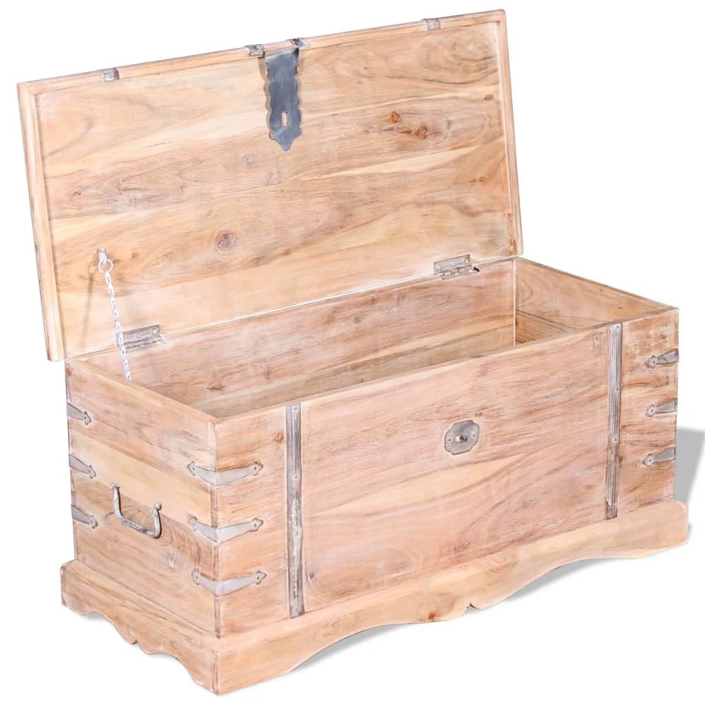 Solid Wood Storage Chest with Lock - Light Brown Organizer Cabinet for Hallway, Entryway & Bedroom - 35.4
