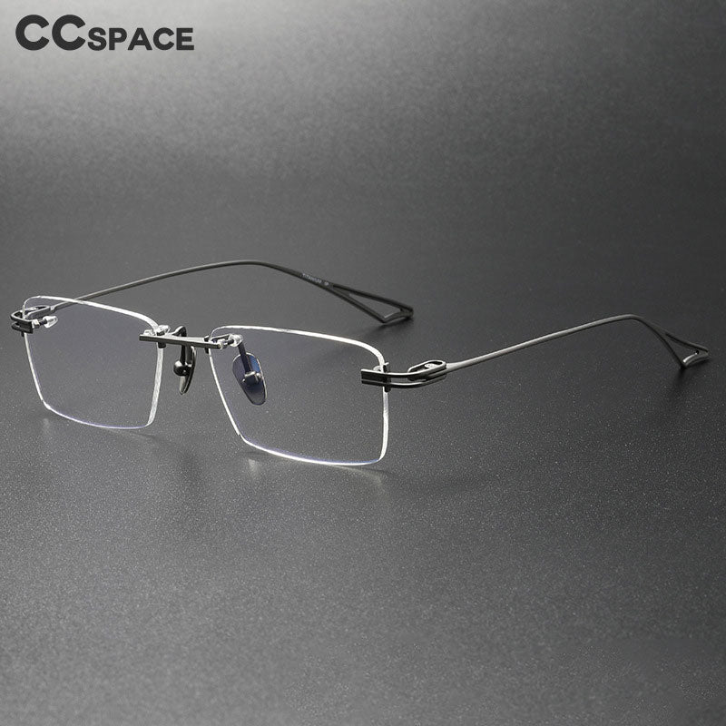 CCspace Unisex Rimless Square Titanium Eyeglasses 56511 - Lightweight Durable Frame for Men & Women - Perfect for Reading, Work, and Everyday Wear