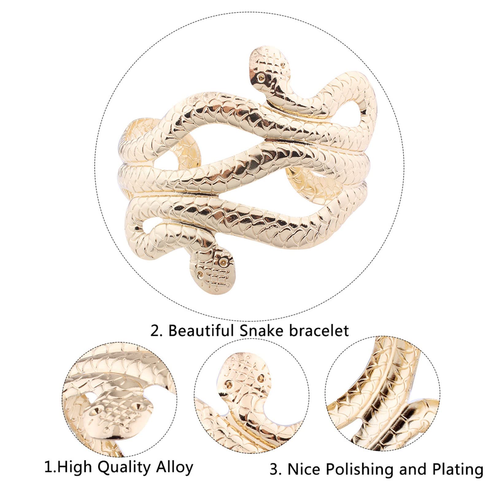 Egyptian Cleopatra Swirl Snake Arm Cuff Bracelet - Open Bangle Armlet with Matching Temporary Tattoos - Perfect for Costume Parties, Halloween, and Boho Fashion Accessories