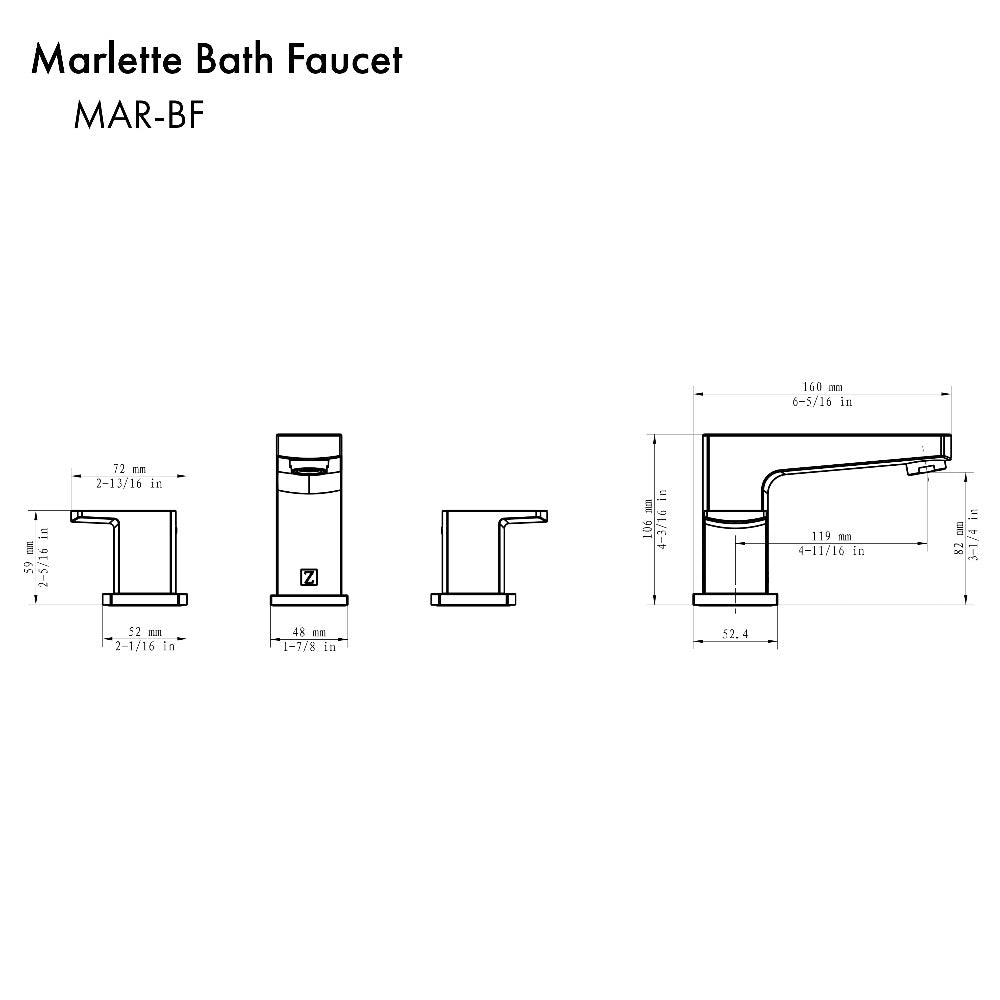 ZLINE Marlette Widespread Bathroom Faucet - Chrome Finish - 8