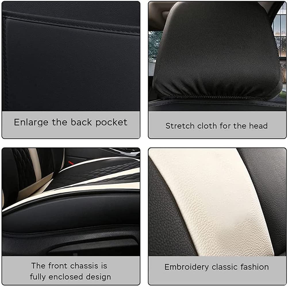 Luxury PU Leather Front Seat Covers with Headrest & Backrest Cushions for Ford Maverick - Comfortable, Stylish Black Car Seat Protectors for Daily Commute & Road Trips