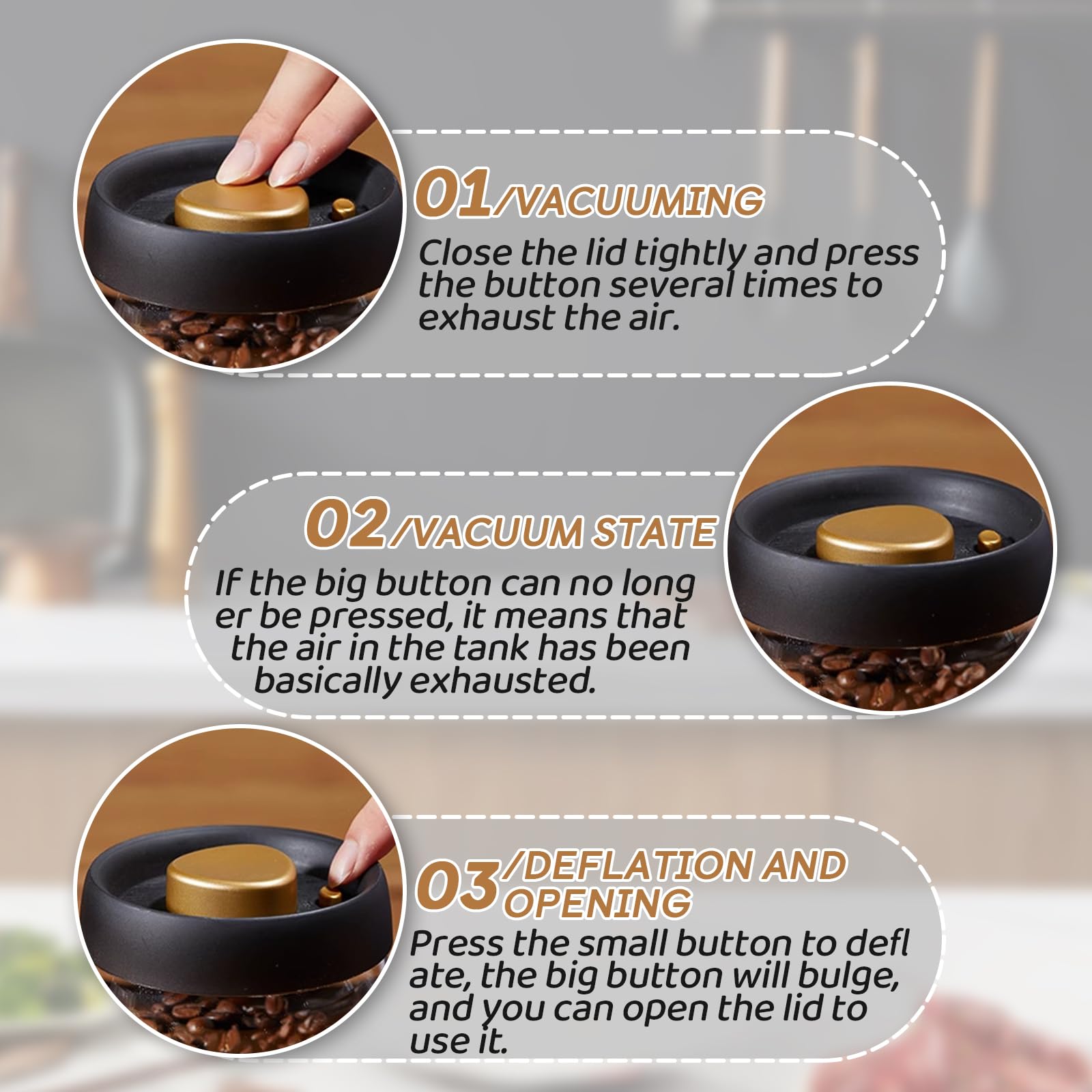 17.6oz Vacuum Coffee Jar - Borosilicate Glass Canister with ABS Lid for Coffee & Spices Storage