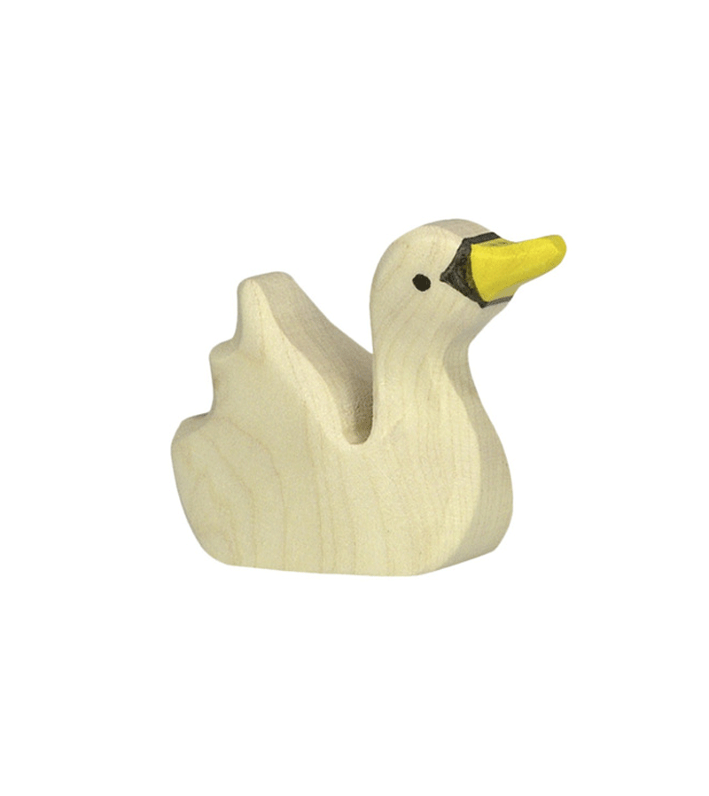 Holztiger Baby Swan Wooden Toy - Handmade Eco-Friendly Figurine for Kids | Perfect for Playtime, Nursery Decor, and Waldorf Education