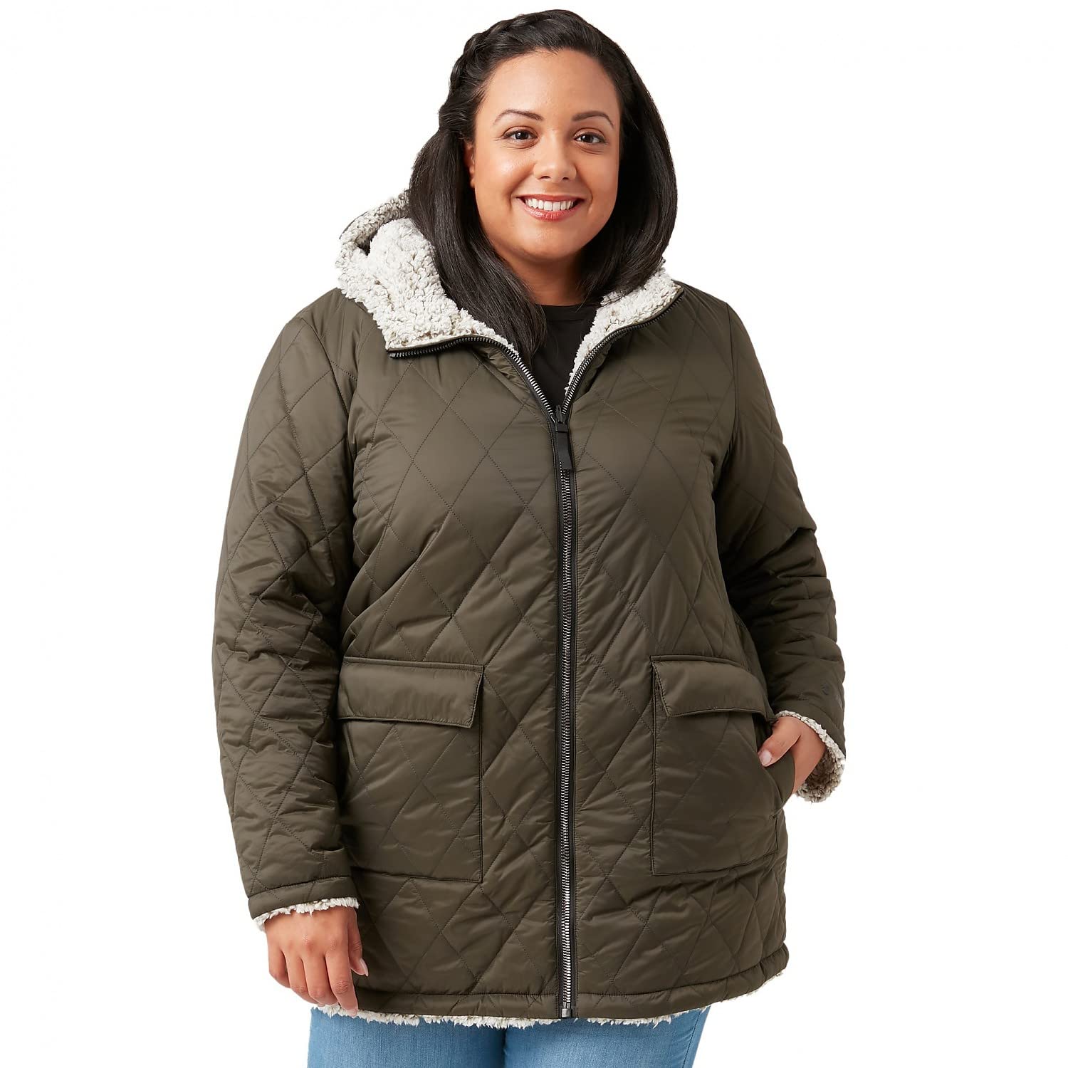 Women's Free Country Chalet Cire Reversible Jacket - Waterproof Windbreaker for Hiking & Outdoor Adventures - Lightweight Packable Raincoat for Travel & Camping