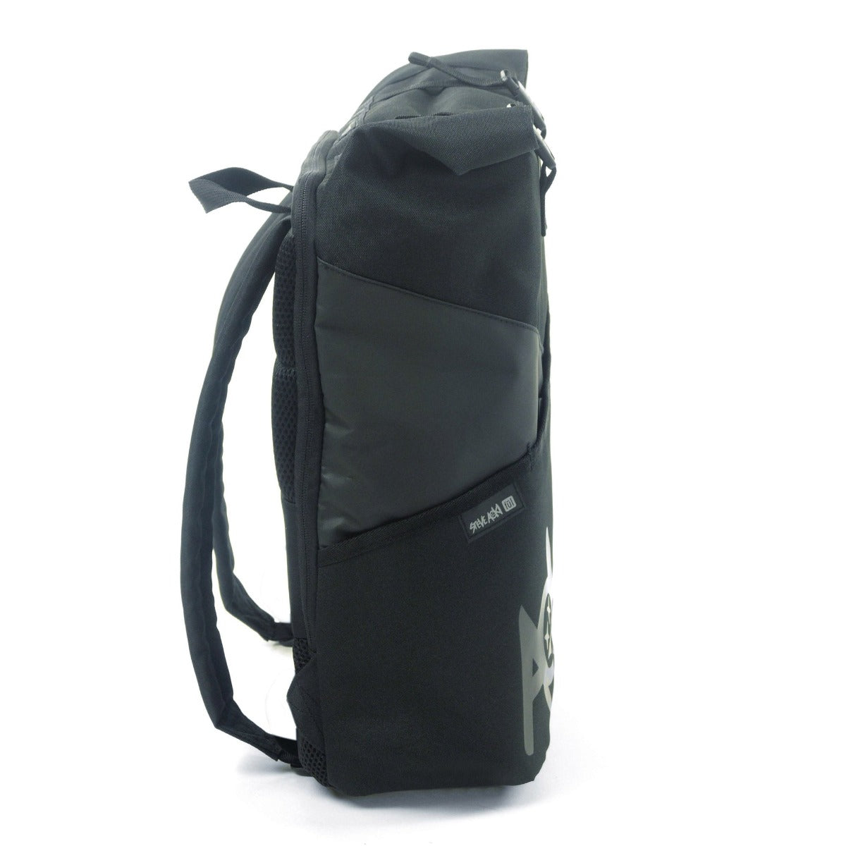 Steve Aoki FŪL FANG Rolltop Tech Black Backpack - Waterproof Laptop Backpack for Travel, Work & School - Durable Unisex Backpack with USB Charging Port & Anti-Theft Design
