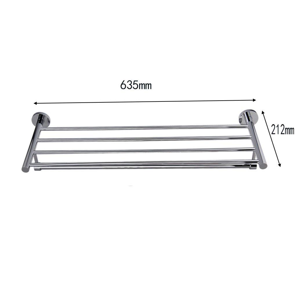 Premium Brass Wall-Mounted Bathroom Towel Rack - Chrome Plated 25x8.3 Inch (63.5x21.2cm) Space-Saving Storage Solution for Bathrooms, Spas & Luxury Hotels