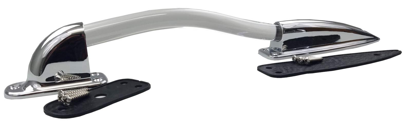 Class A Customs LED Lighted RV Grab Handle - Curved Clear Bar with Chrome Ends & Red Light - Perfect for RV, Camper, and Travel Trailer Safety & Night Visibility