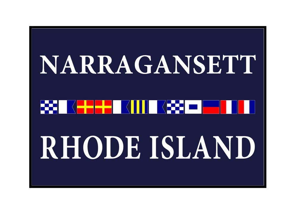 Nautical Flags Wall Art - Narragansett Rhode Island Coastal Decor (36x24 Framed Canvas Print) - Perfect for Beach House, Living Room or Office Decor