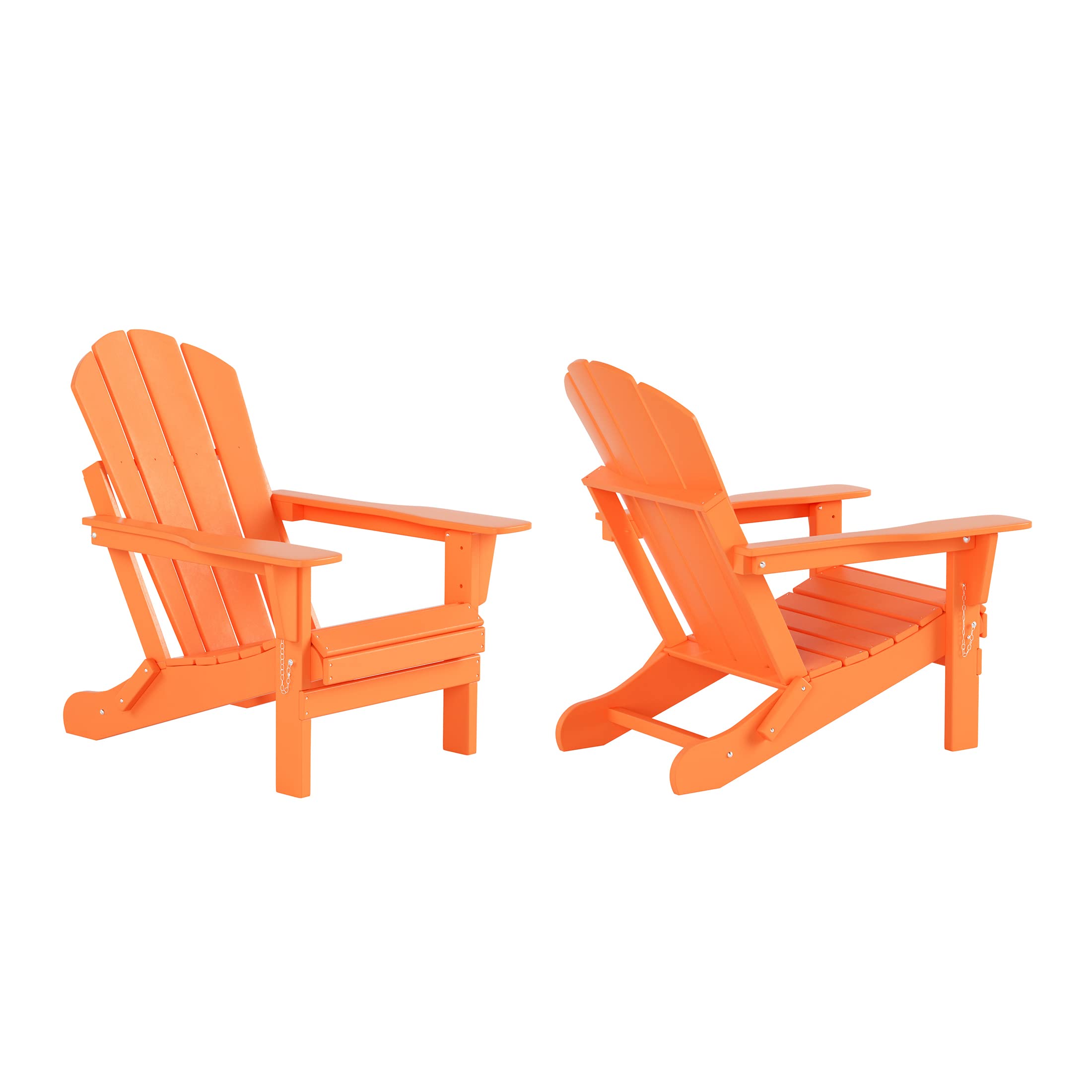 WestinTrends Malibu 3-Piece Outdoor Patio Furniture Set - All-Weather Plastic Adirondack Chairs (Set of 2) with Coffee Table for Porch, Lawn & Backyard - Orange | Perfect for Outdoor Relaxation, Garden Decor & Poolside Lounging