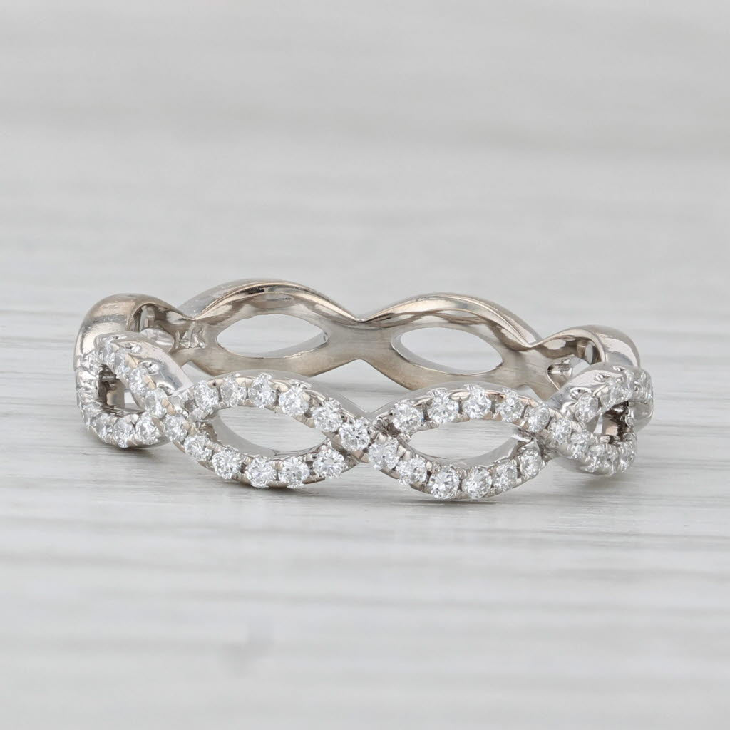 0.23ctw Diamond Woven Ring 14k White Gold Stackable Wedding Band Size 7 - Perfect for Bridal Sets, Anniversary Gifts & Everyday Elegance
