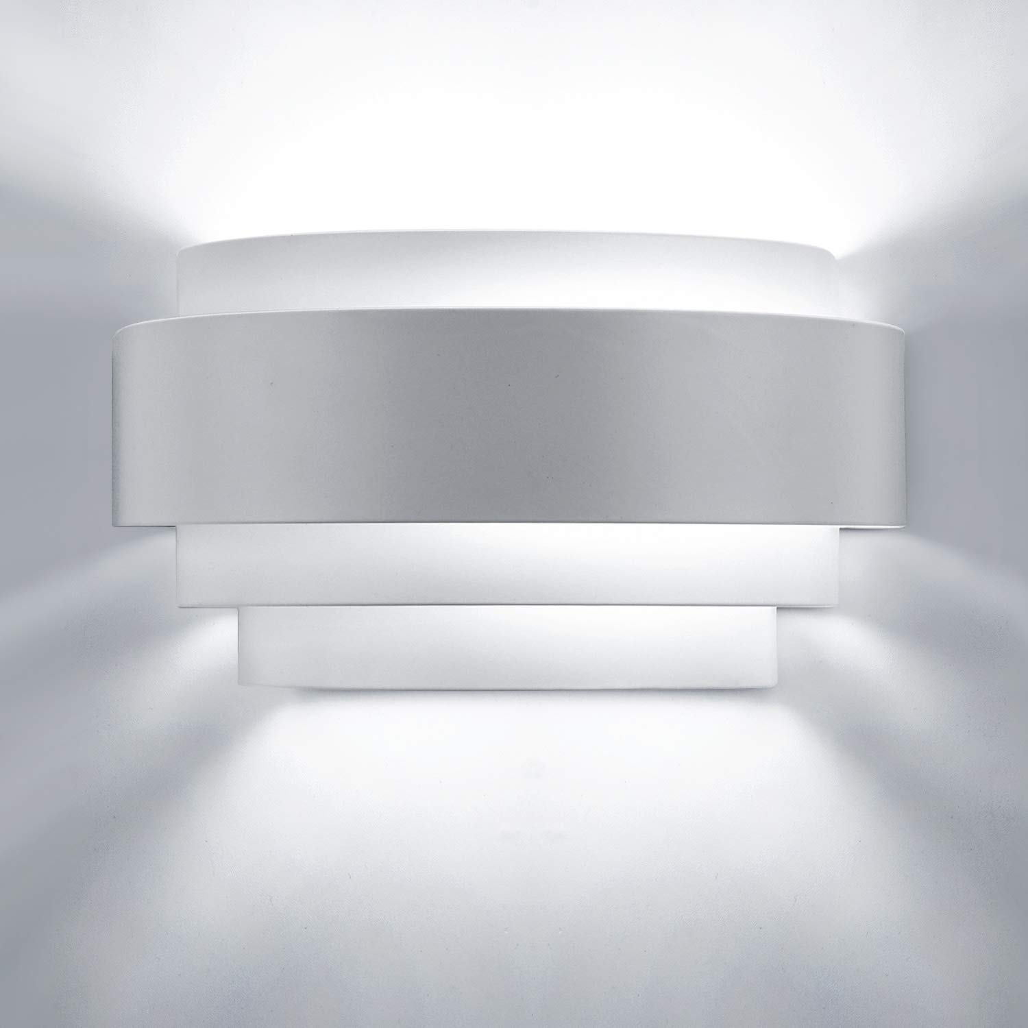 Glighone LED Wall Lights Indoor - Modern Up Down Wall Sconce Lighting with Bulbs Included | Uplighter & Downlighter for Living Room, Bedroom, Corridor, Hallway | Cool White Finish | Energy-Efficient Home & Office Decoration Lighting