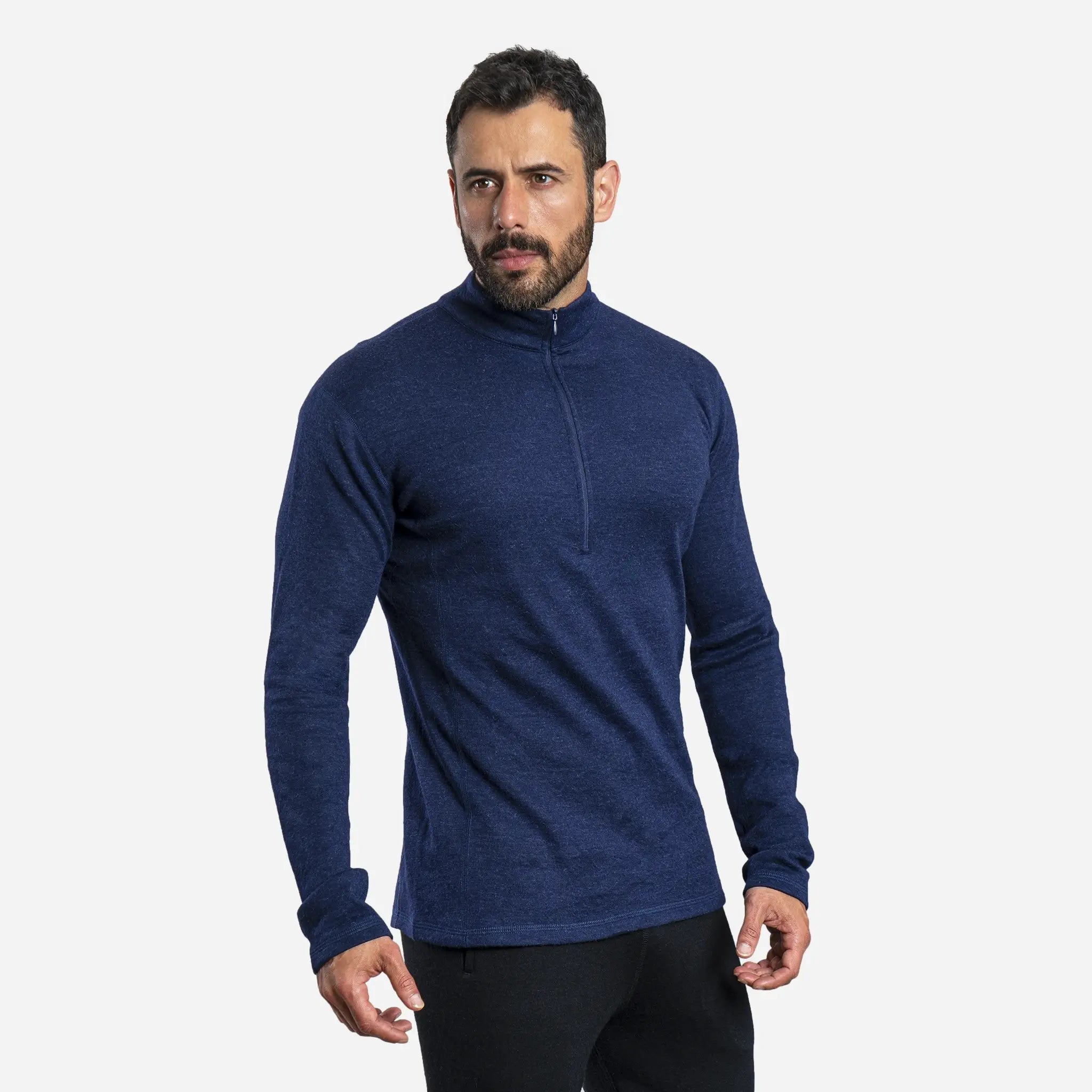 Men's Alpaca Wool Base Layer - 300 Lightweight Half Zip Thermal Shirt for Hiking, Skiing & Winter Outdoor Activities