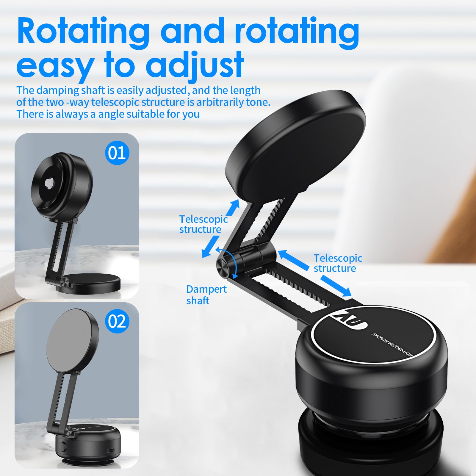Nixiveofficial Magnetic Phone Holder for Car - Foldable Portable Vacuum Mount Cell Phone Stand for iPhone, Samsung, Pixel - Strong Adhesion on Dashboard, Desk, Office - Perfect Gift for Drivers (Black) | Hands-Free Navigation & Safe Driving Accessory
