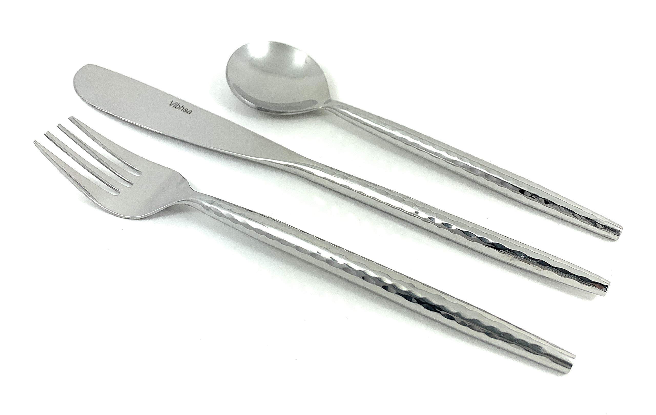 36-Piece Hammered Stainless Steel Flatware Set - Dinner Knives, Forks & Soup Spoons - Elegant Cutlery for Dining, Parties & Wedding Gifts