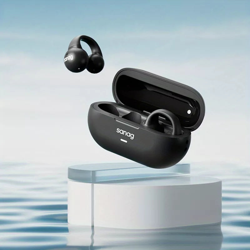 Sanag Z36S Wireless Bluetooth Headphones with Ear Clip - Open Ear Air Conduction for Running, Cycling & Workouts - Sweatproof & Lightweight Sports Headset