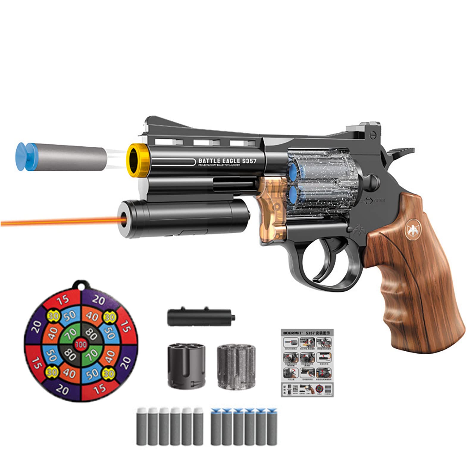 Soft Foam Toy Gun Set with Accessories - Safe Revolver Pistol for Kids, Boys Outdoor & Indoor Play, Nerf Style Foam Dart Blaster for Backyard Battles, Birthday Gifts