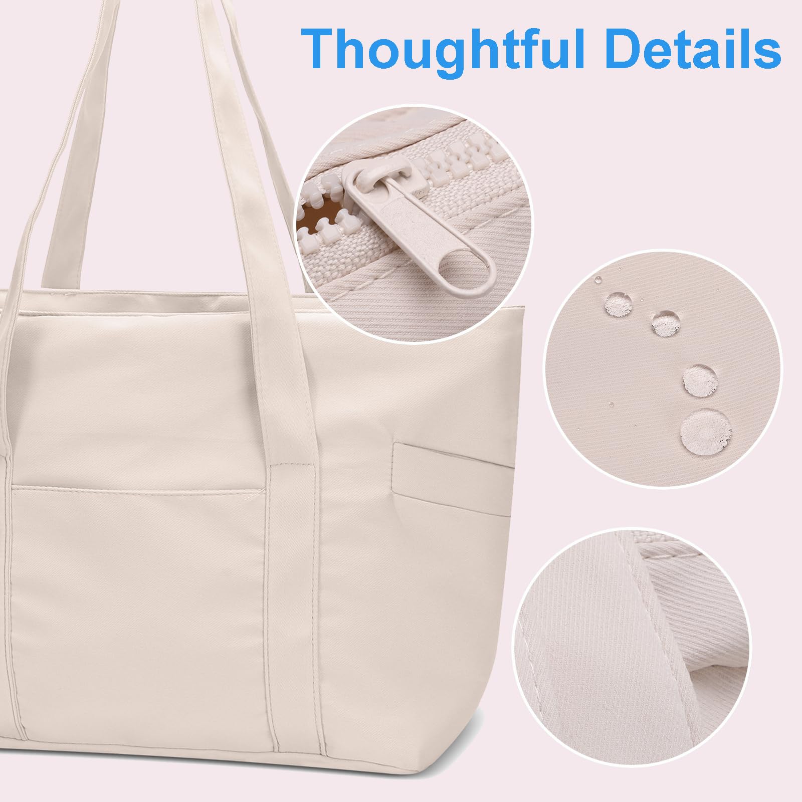 CTWWFS Women's Large Zippered Tote Bag - Stylish Top Handle Handbag for Travel, Work & Daily Use | Durable Travel Essentials & Work Tote for Commuters, Office & Weekend Getaways