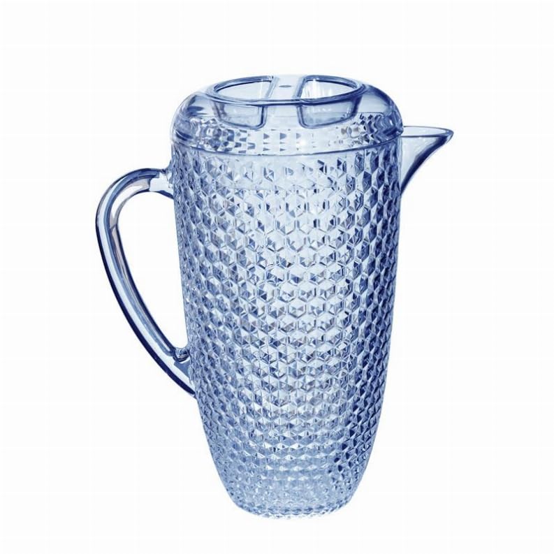 Premium 2.5 Quart BPA-Free Plastic Water Pitcher with Lid & Spout - Shatterproof Diamond Cut Design for Juice, Iced Tea & Refrigerator Storage - Perfect for Home, Office & Outdoor Entertaining