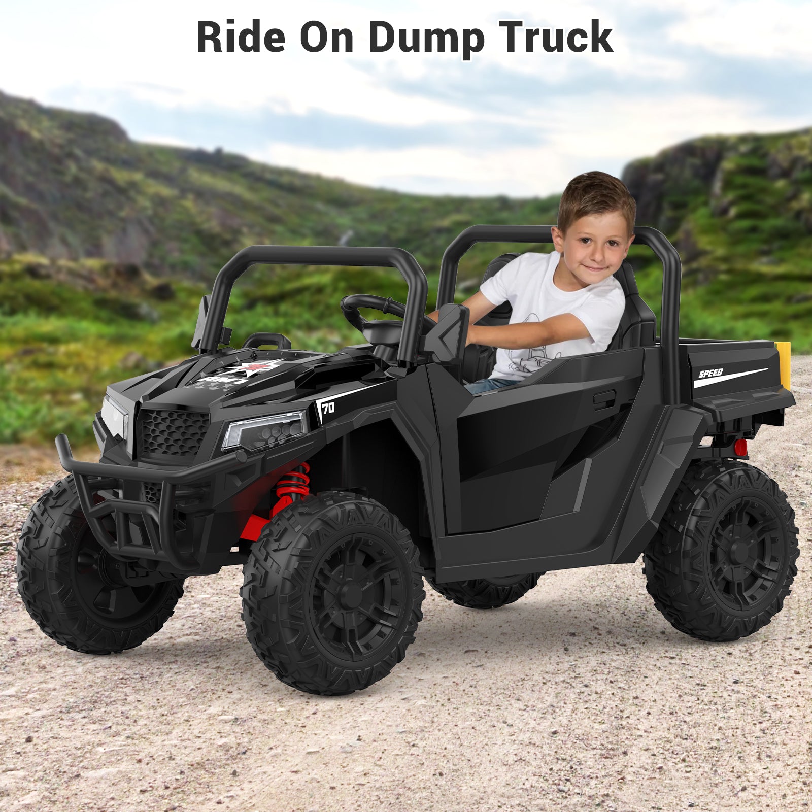 **GARVEE 24V Electric Ride-On Dump Truck for Kids Ages 6-12, Remote Control 4x4 Toy Car with Shovel, Bluetooth Music & LED Lights – Outdoor & Indoor Play, Birthday Gift**