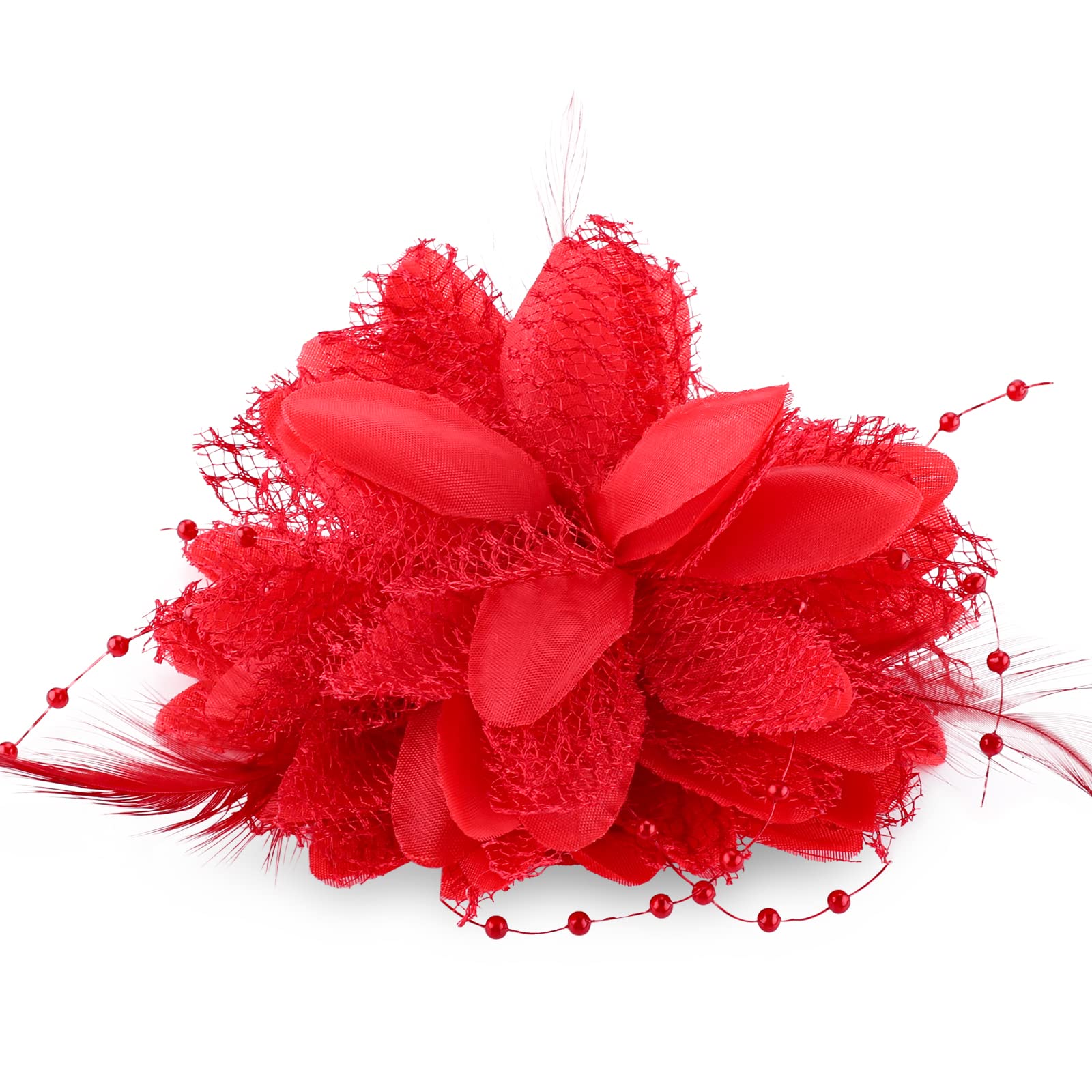 Rose Hair Clips for Women - Floral Hair Accessories for Wedding, Party & Travel (Red)