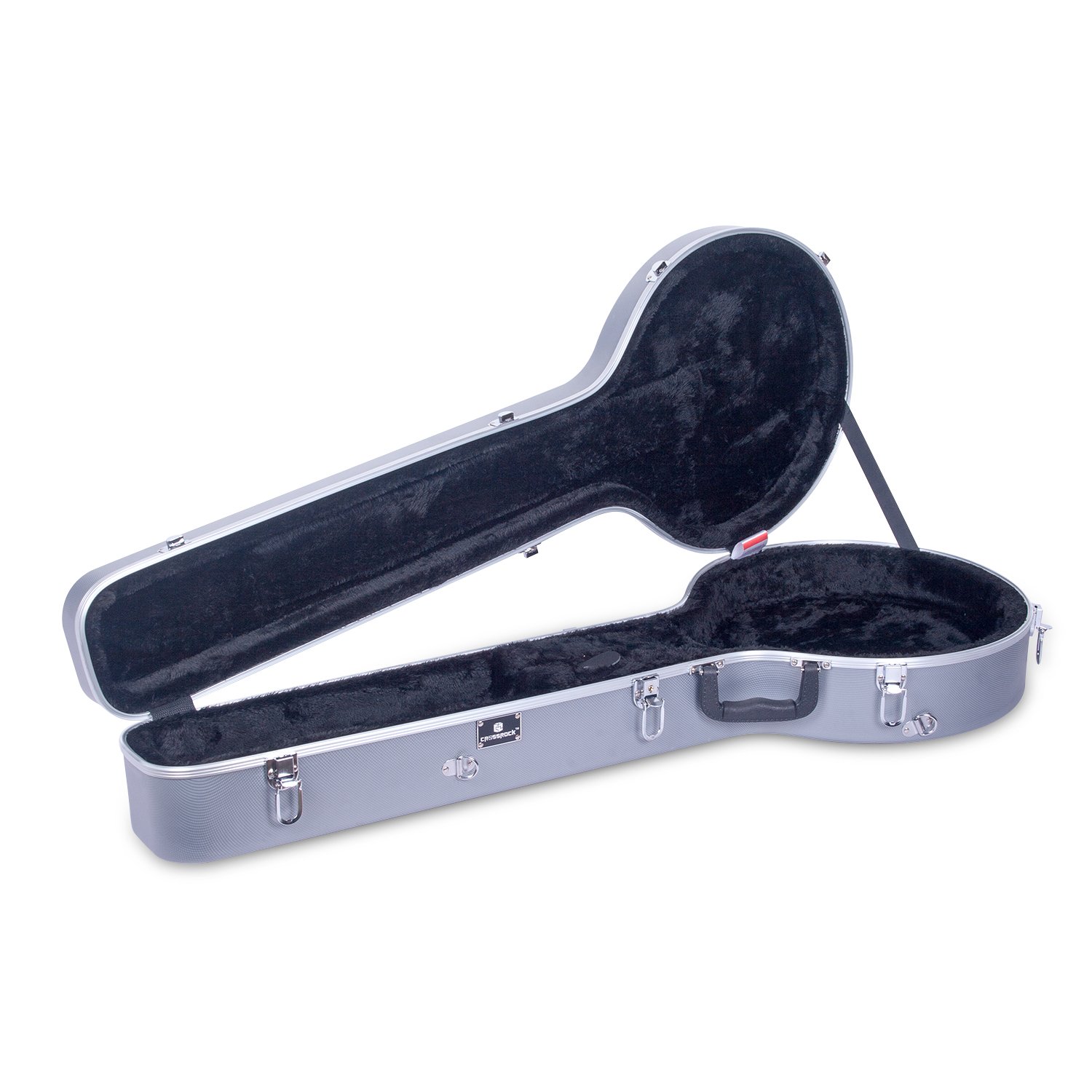 Crossrock CRA860BJSL ABS Molded Hardshell Banjo Case - Backpack Style for 5-String Resonator & Gibson Tenor Banjo (Silver) | Durable Protection for Travel, Gigging & Storage