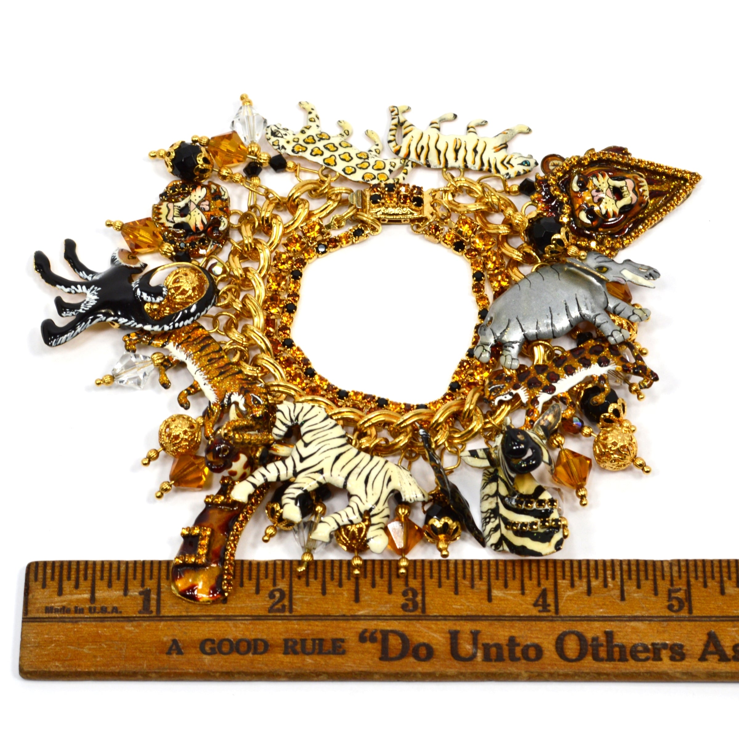 Luxury Ritz Jungle Brunch Charm Bracelet with Lion, Tiger & Monkey Charms - Perfect for Women's Fashion, Gift Giving & Special Occasions