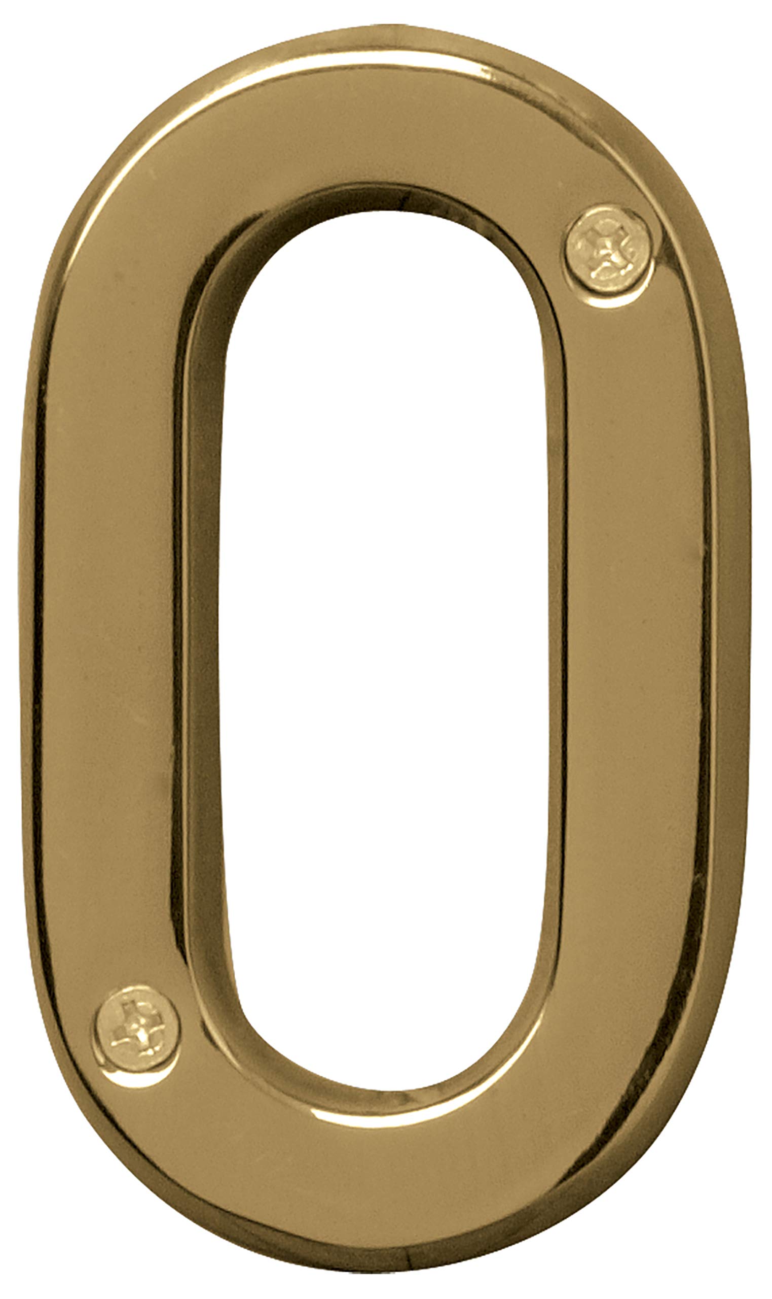 HY-KO Products BR-42PB/0 Polished Brass House Number 0 (Zero) - 4 Inch Modern Address Plaque for Home, Mailbox & Front Door Decoration