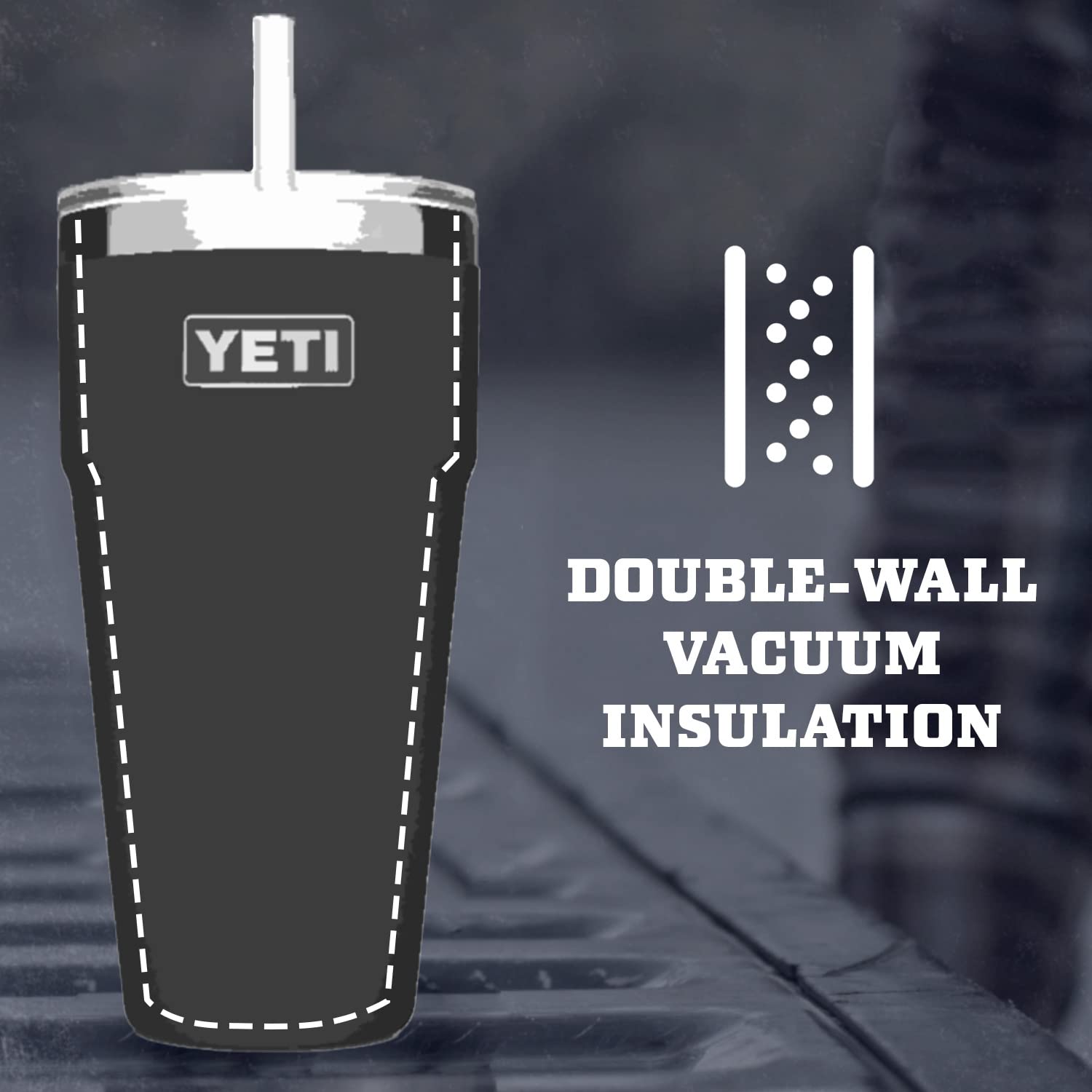 YETI Rambler 26 oz Stainless Steel Vacuum Insulated Straw Tumbler with Lid - Leakproof Travel Mug for Hot & Cold Drinks, Perfect for Hiking, Camping and Office Use