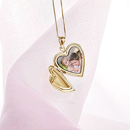 Personalized Always in My Heart Silver & Gold Heart Locket Necklace - 3/4 Inch Photo Pendant with 18