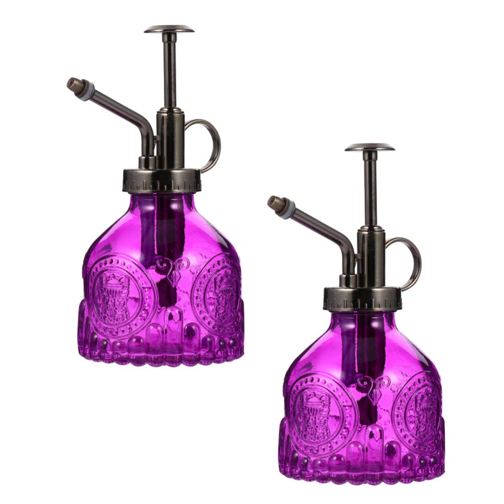 DOITOOL 2-Pack Vintage Glass Watering Can with Sprayer - Retro Flower Watering Bottle for Indoor Plants, Herb Garden, and Hydroponics - Empty Glass Spray Bottle for Misting, Cleaning, and DIY Projects