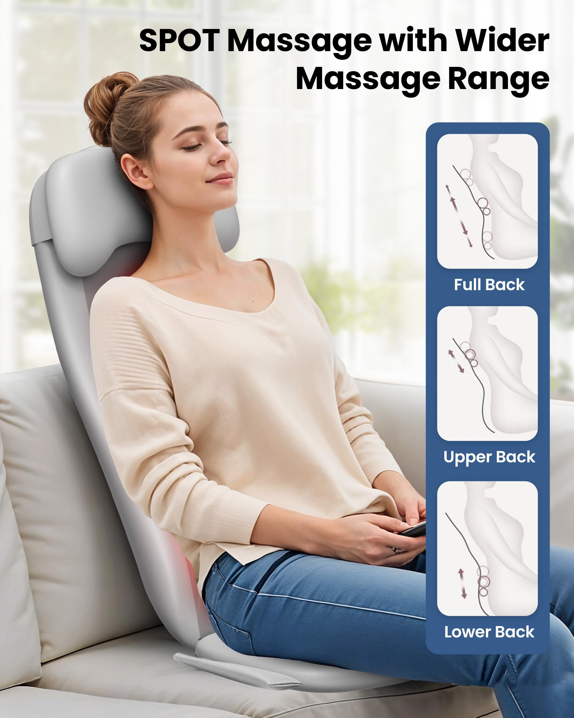 COMFIER Shiatsu Back Massager with Heat - Deep Tissue Kneading & Vibration Massage Chair Pad - 2D/3D Shiatsu Seat Cushion for Full Back Relief - Perfect Gift for Men & Women - Ideal for Home, Office, and Car Use