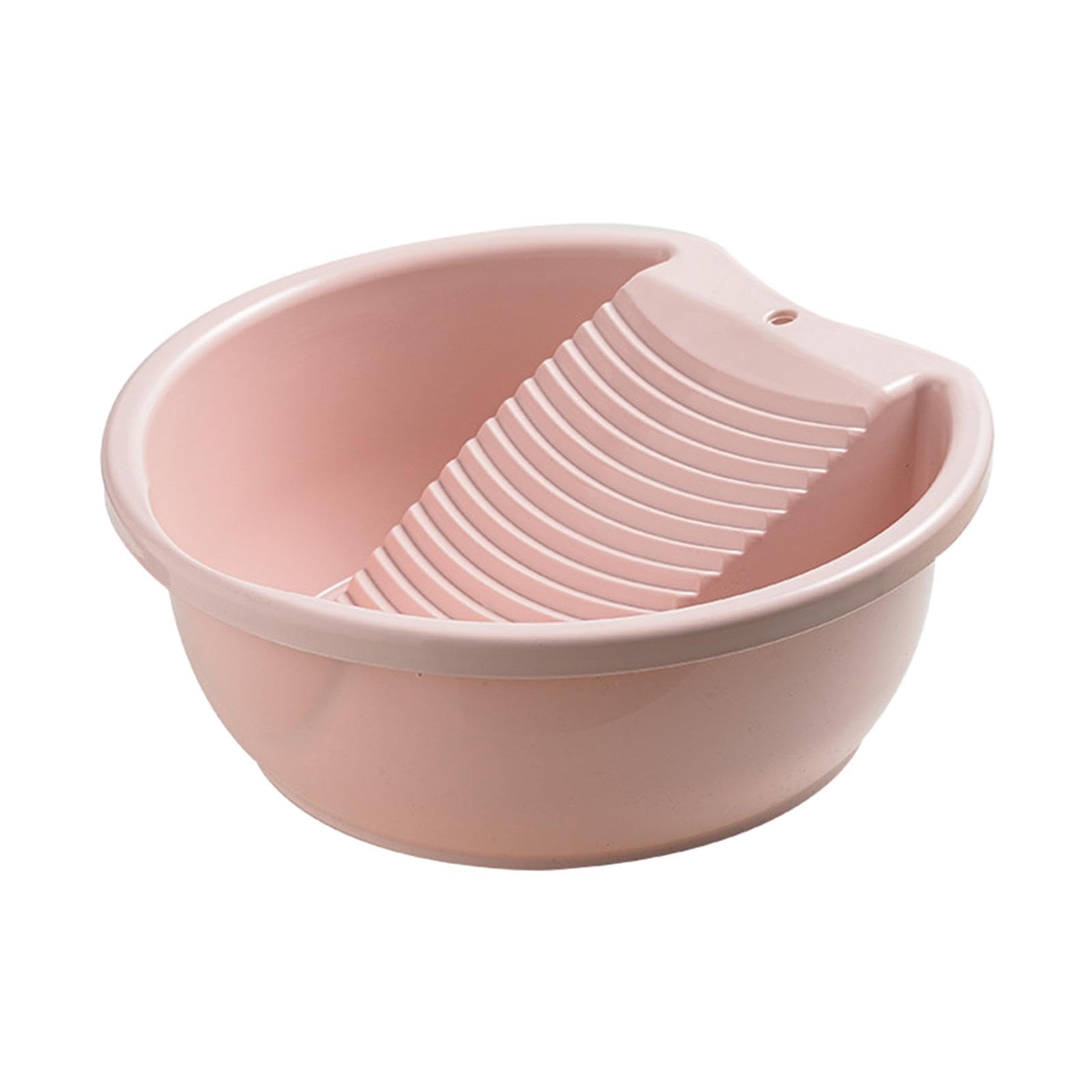 Portable Lightweight Washboard Basin for Hand Washing Clothes - Pink Laundry Tub with Scrubbing Board | Perfect for Camping, Travel & Off-Grid Living