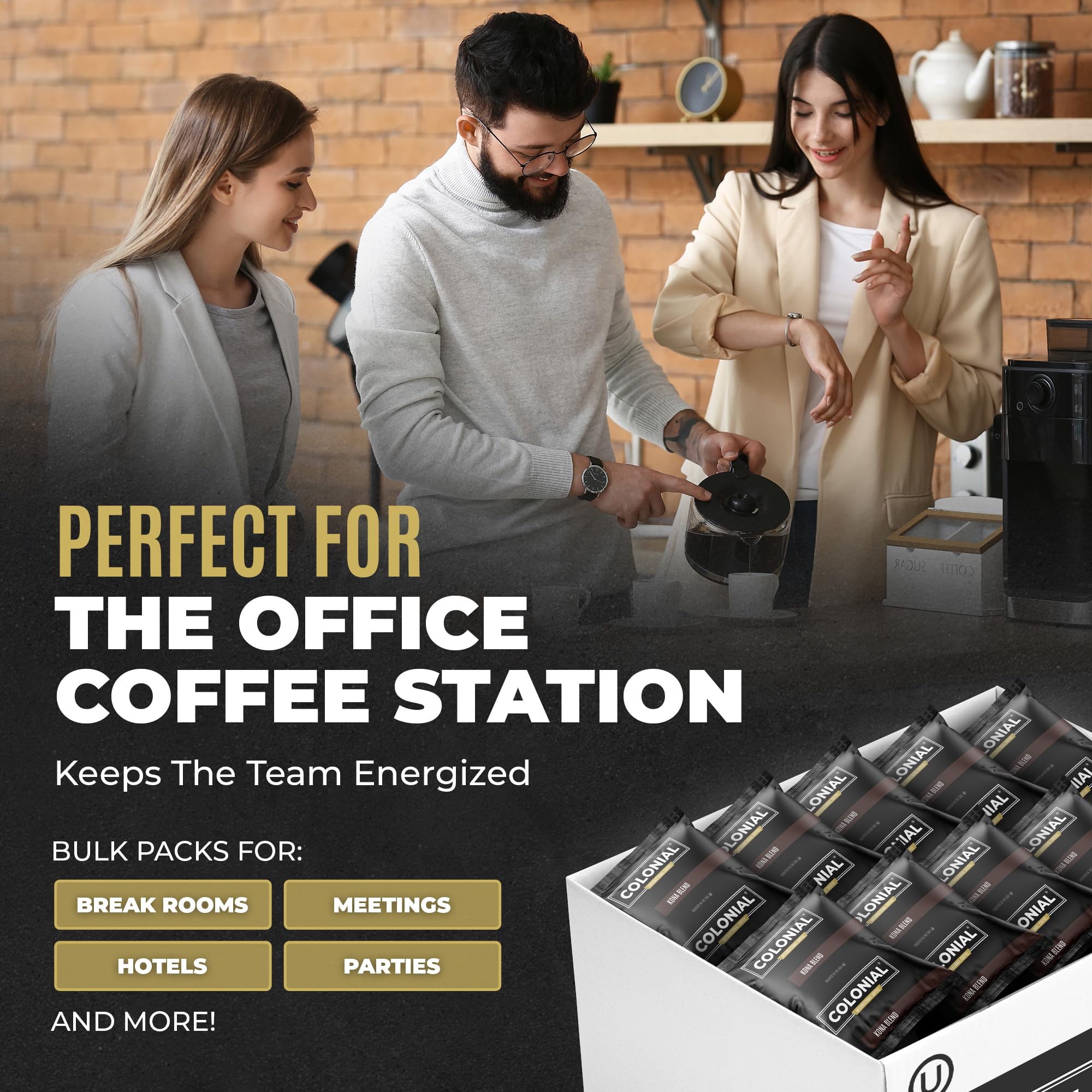 Decaf Colombian Coffee Packets - Medium Roast Pre Ground Coffee for Drip Makers (80 Pack) - Perfect for Office & Home Brewing