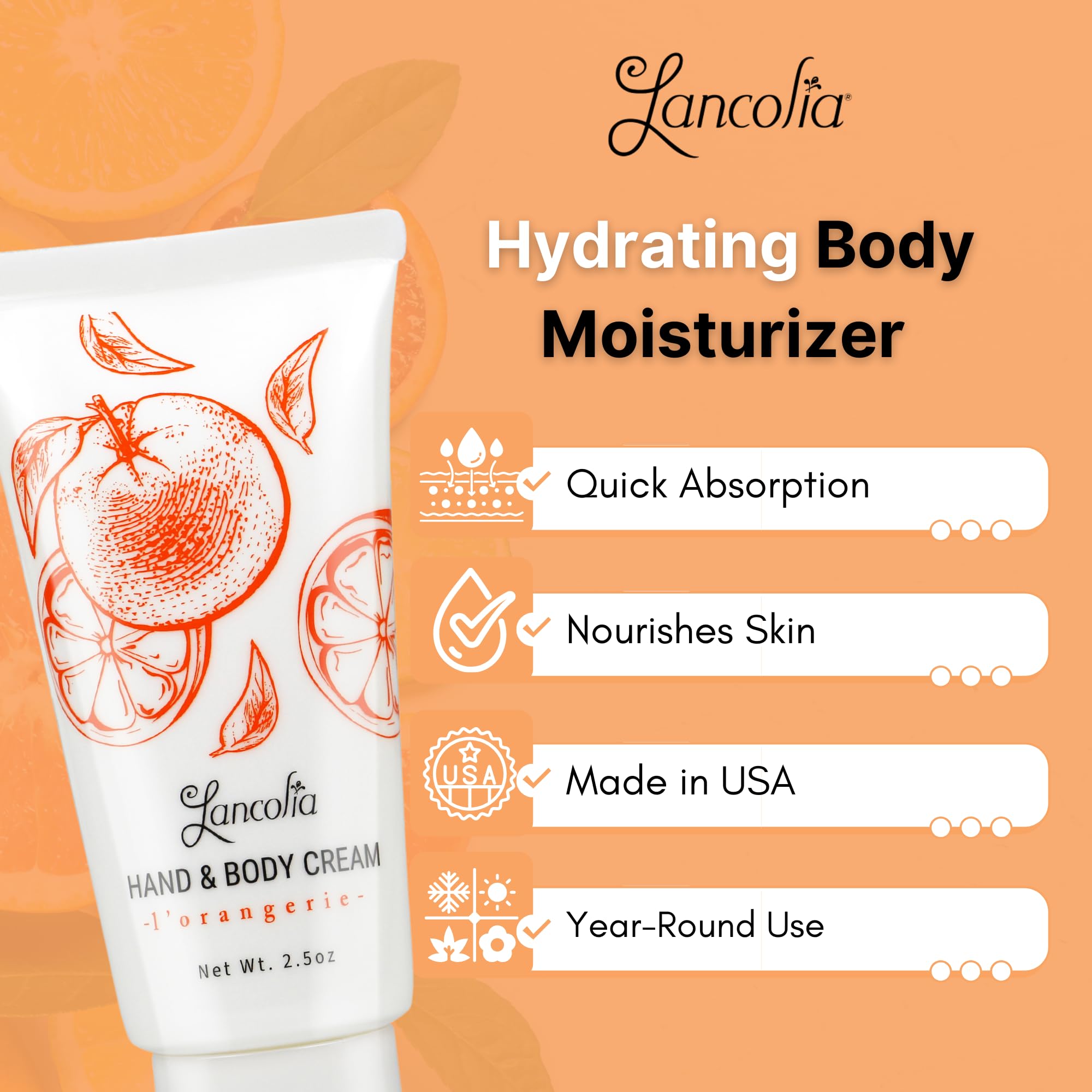 L'Orangerie Hand and Body Cream - Ultra Moisturizing & Nourishing Lotion for Dry Skin - Non-Greasy Hydration for Women & Men - Perfect for Daily Use, After Shower & Nighttime Skin Care
