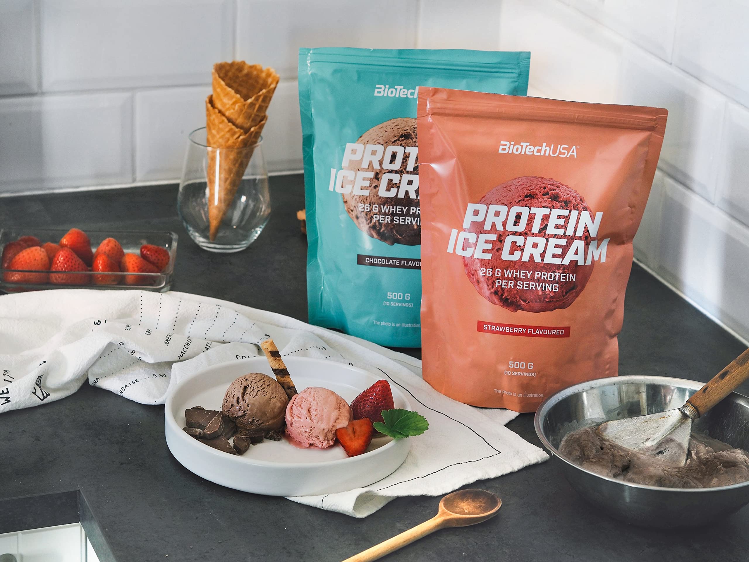 BioTechUSA Protein Ice Cream - Chocolate Flavor, 500g | High Protein, Low Carb Dessert for Fitness & Weight Loss | Perfect Post-Workout Snack or Healthy Treat