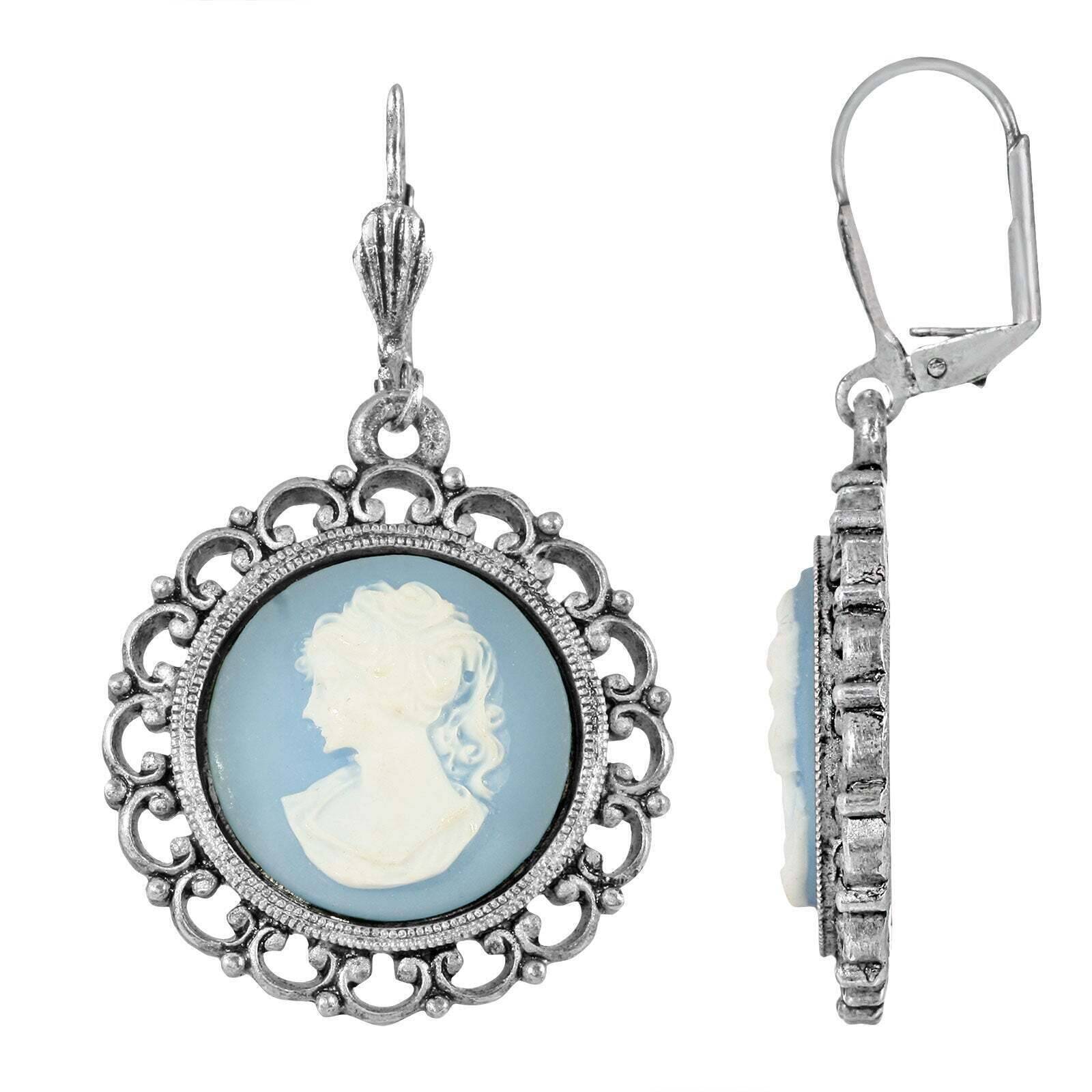 Vintage 1928 Intricate Round Cameo Drop Earrings - Elegant Antique-Inspired Jewelry for Women, Perfect for Weddings, Parties & Special Occasions