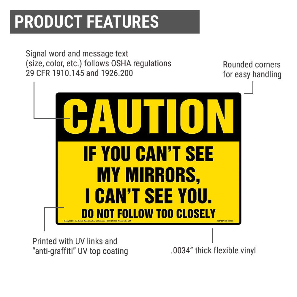 5 Pack 'If You Can't See My Mirrors, I Can't See You' Warning Signs - 14