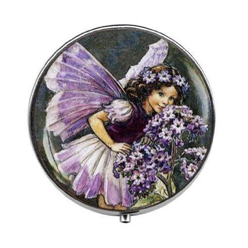 Flower Fairy Woodland Fairies Pill Box - Purple Glass Candy Storage Container for Jewelry, Vitamins & Small Treasures | Perfect for Travel, Home Decor & Gift Giving