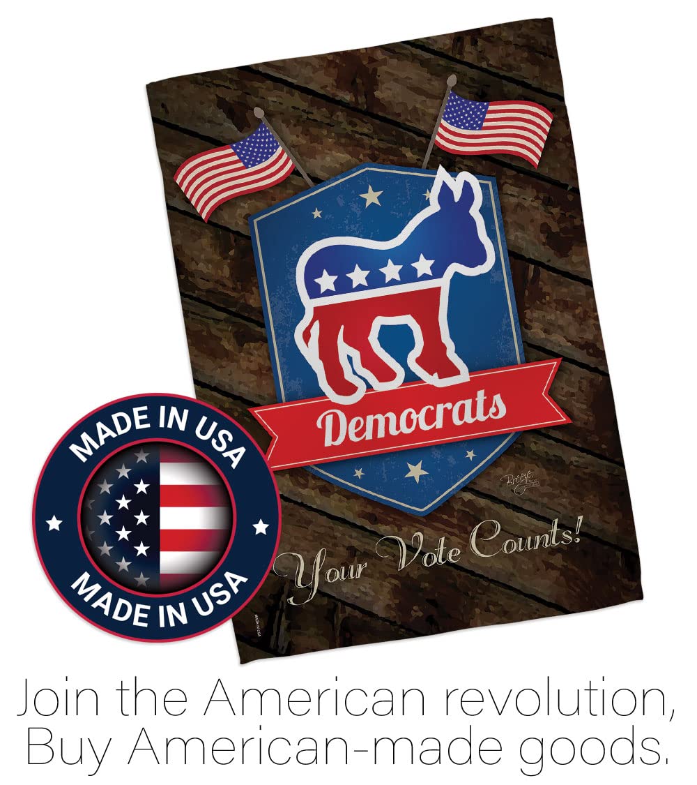 Democrats Patriotic House Flag Set 28x40 with Flagpole - Outdoor Decor