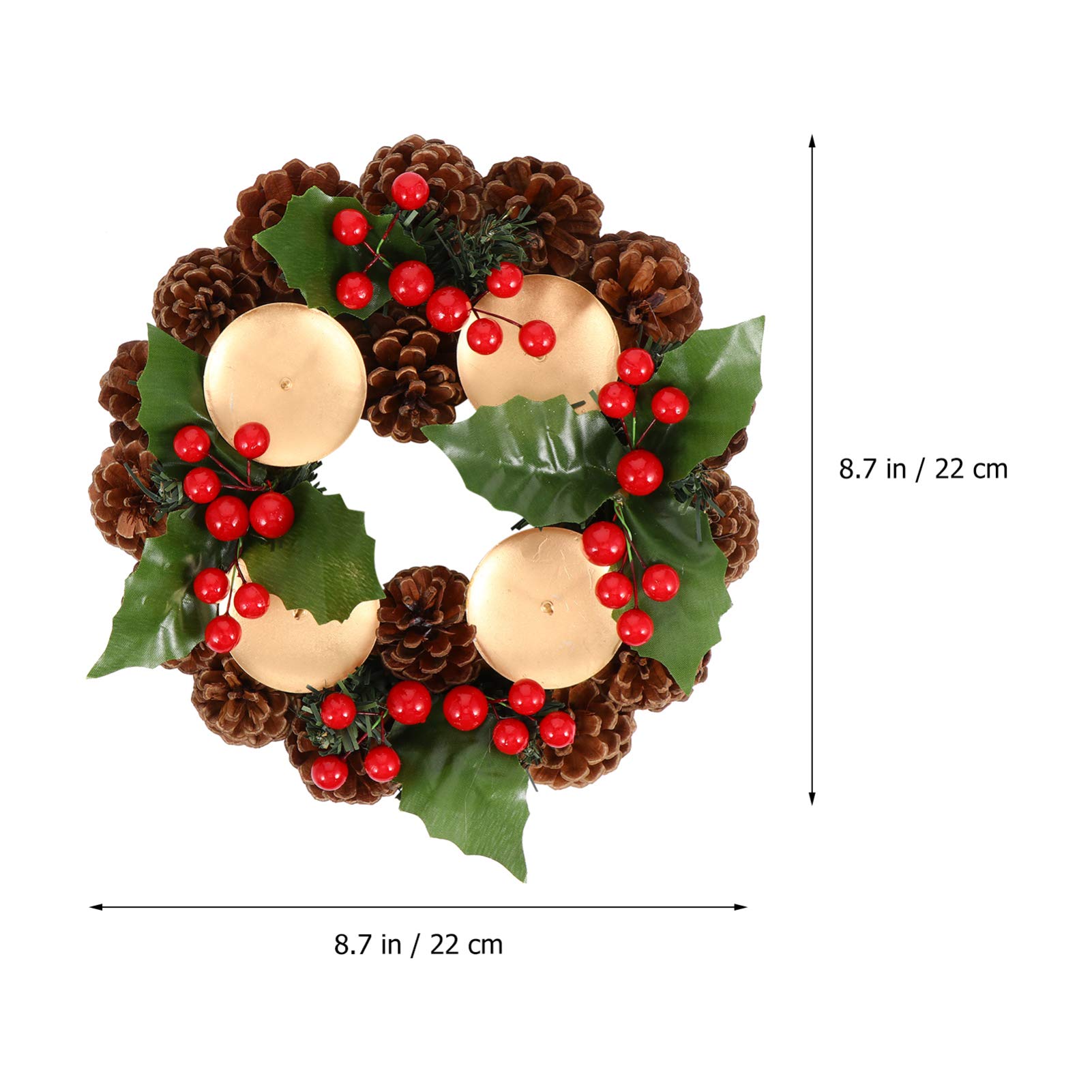 ABOOFAN Traditional Christmas Advent Wreath with 4 Candles - Pine Cone, Ribbon & Holly Berry Decor - Festive Holiday Table Centerpiece for Home, Church & Office Decorations