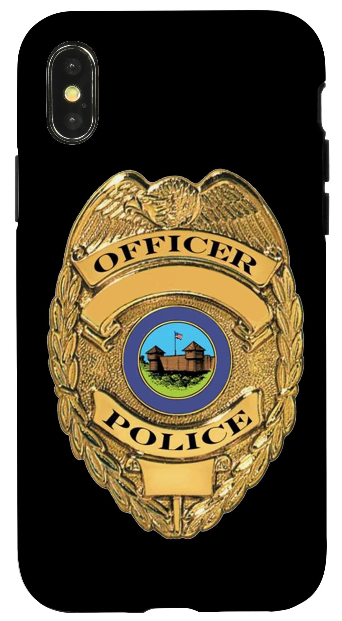 iPhone X/XS Police Badge Case - Slim Protective Cover with Custom Badge Design for Law Enforcement Cosplay, Halloween Costume & Role Play Scenes