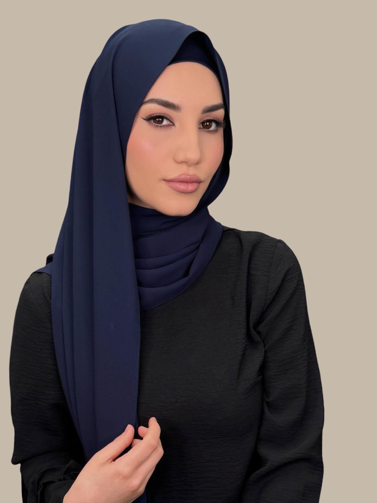 Elegant Dark Slate Chiffon Hijab Set - Perfect for Daily Wear, Special Occasions & Modest Fashion