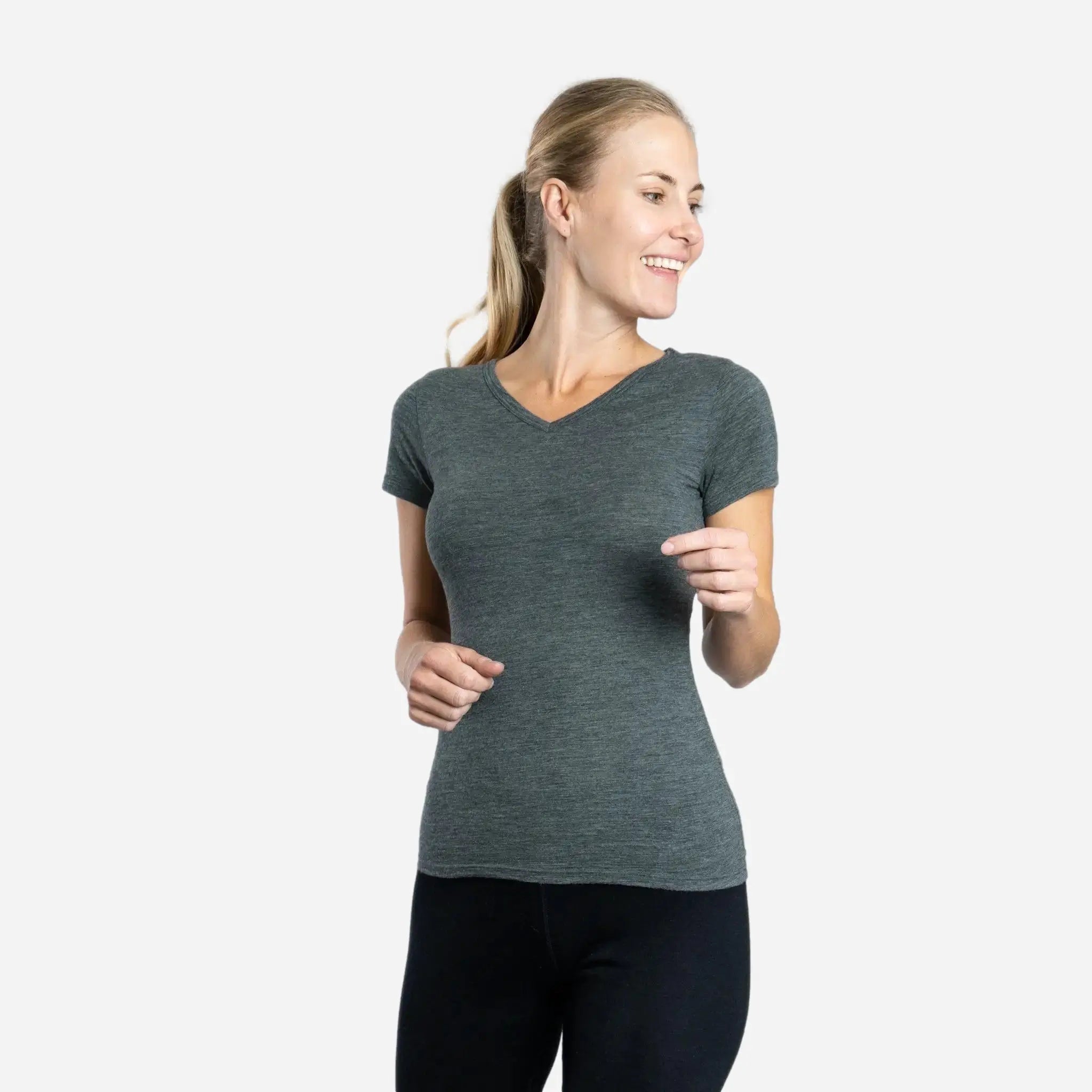 Ultralight 160 Women's Alpaca Wool V-Neck T-Shirt - Soft & Breathable for Travel, Hiking & Everyday Wear
